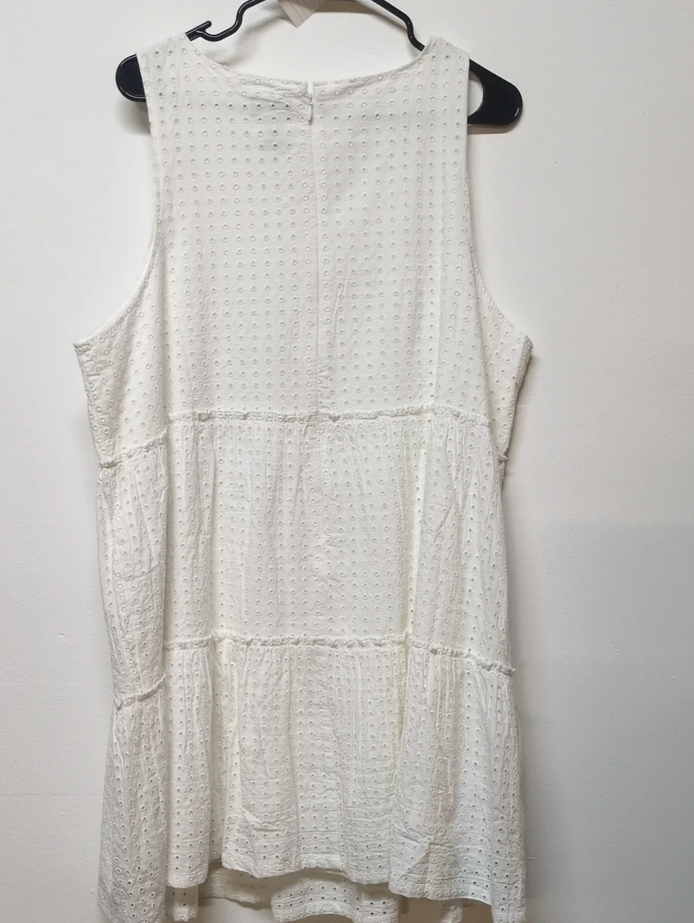 LANDS END White Eyelet Cotton Tiered Tank Dress Size 1X - Picture 7 of 8